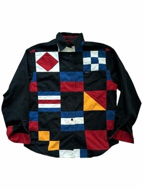 Vintage Façonnable Albert Goldberg Nautical Flag Patchwork Shirt - Size M